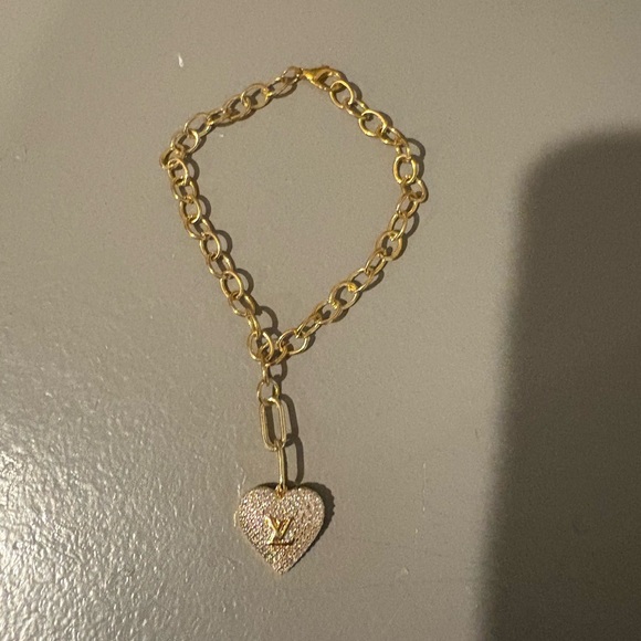 Louis Vuitton Jewelry - Brand new upcycled Louis Vuitton Gold Heart Pendant Bracelet